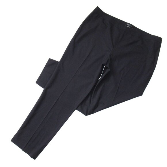 NWT Lafayette 148 Bleecker in Navy Stretch Wool Straight Leg Pants 16